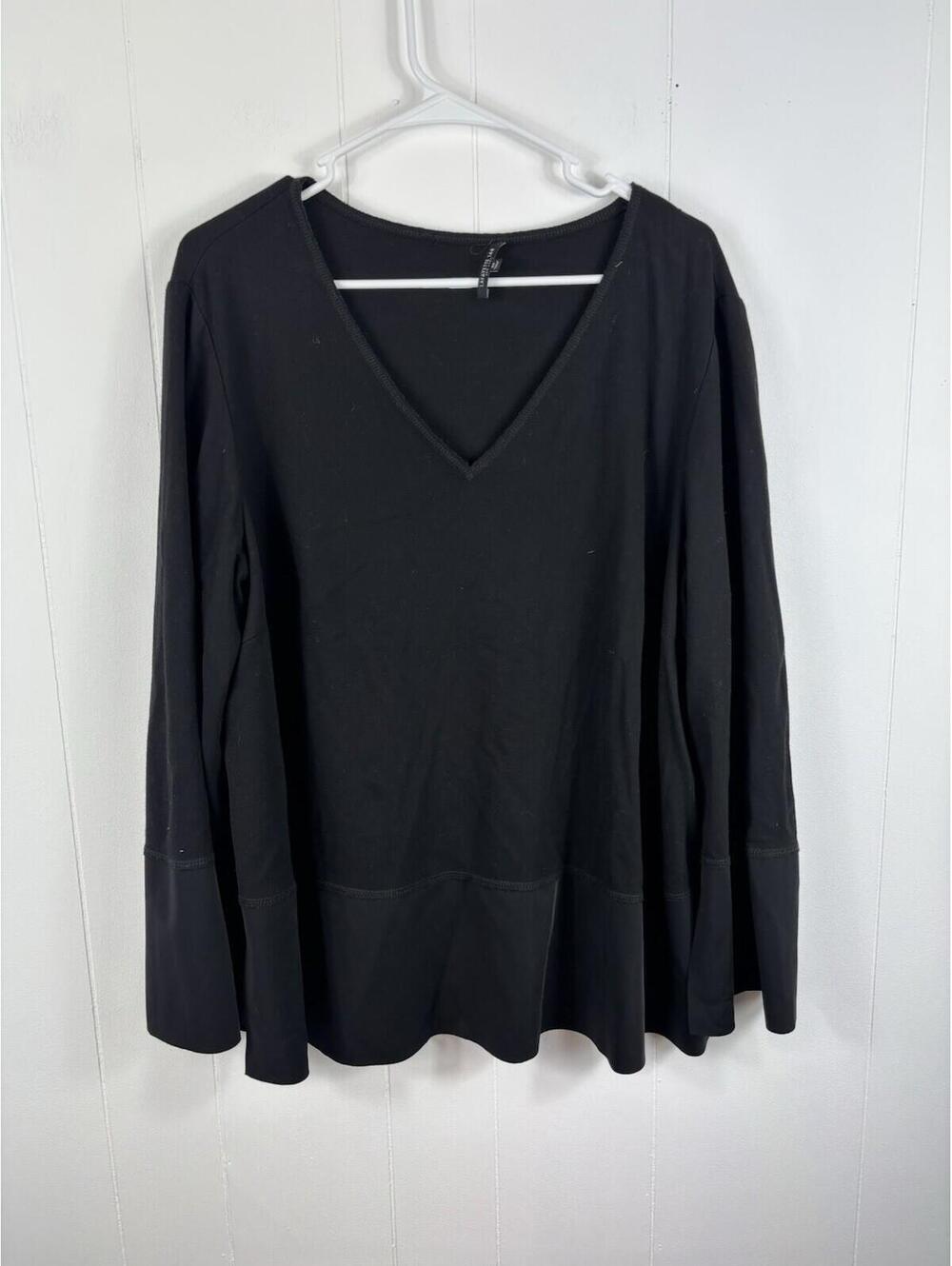 Lafayette 148 Womens Long Sleeve Black Whimsigoth Blouse 2X Witchy Dark Romantic